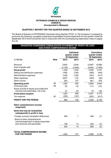 Thumbnail PChem (Petronas Chemicals Group) Quarterly Report 2015-q3