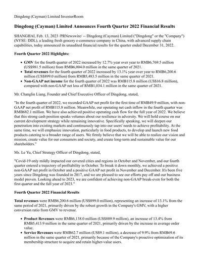 Thumbnail Dingdong Maicai Quarterly Report 2022-q4