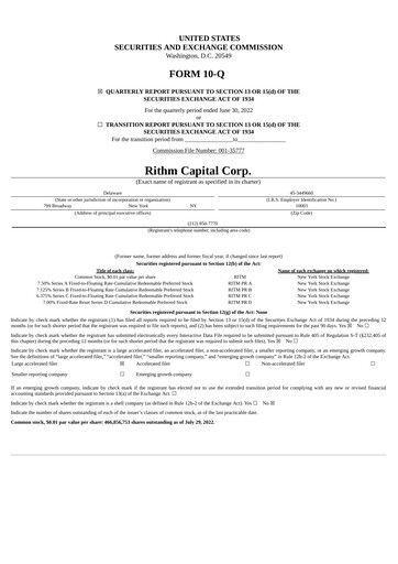 Thumbnail Rithm Capital Quarterly Report 2022-q2