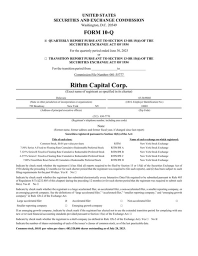 Thumbnail Rithm Capital Quarterly Report 2023-q2