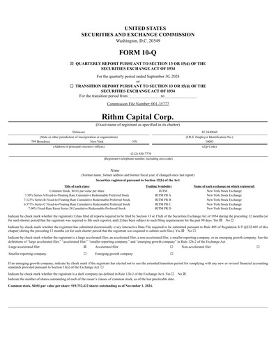 Thumbnail Rithm Capital Quarterly Report 2024-q3