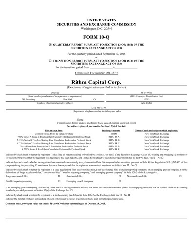 Thumbnail Rithm Capital Quarterly Report 2025-q3