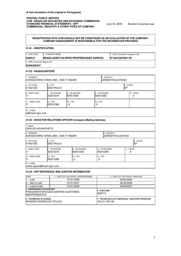 Thumbnail Brasil Agro Financial Statement fy2009
