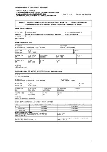 Thumbnail Brasil Agro Financial Statement fy2010