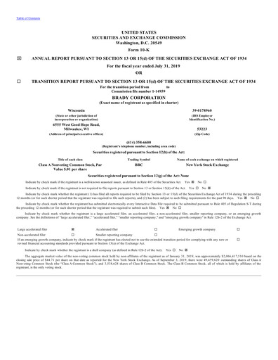 Thumbnail Brady Corporation Annual Report 2019