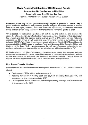 Vorschaubild Nayax Quartalsbericht 2023-q1