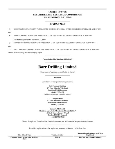 Thumbnail Borr Drilling
 Annual Report 2020