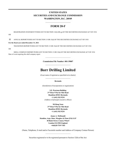 Thumbnail Borr Drilling
 Annual Report 2021
