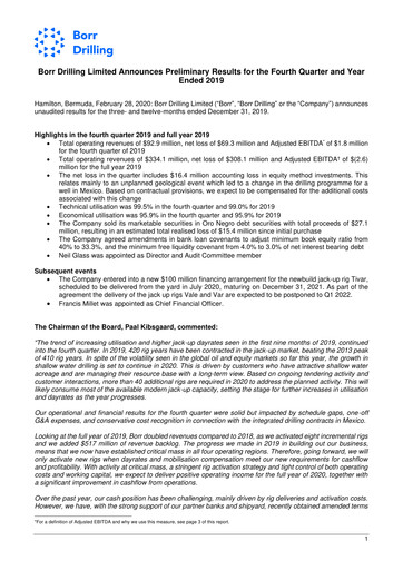 Thumbnail Borr Drilling
 Quarterly Report 2019-q4