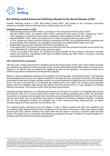 Thumbnail Borr Drilling
 Quarterly Report 2021-q2