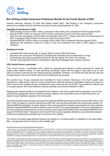 Thumbnail Borr Drilling
 Quarterly Report 2021-q4