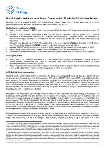 Thumbnail Borr Drilling
 Quarterly Report 2022-q2