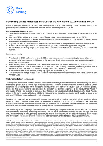Thumbnail Borr Drilling
 Quarterly Report 2022-q3