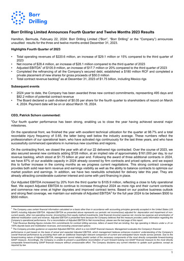 Thumbnail Borr Drilling
 Quarterly Report 2023-q4