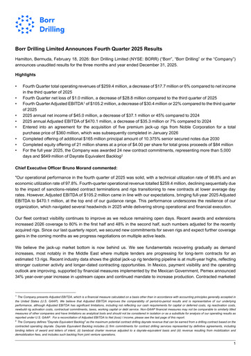 Thumbnail Borr Drilling
 Quarterly Report 2025-q4