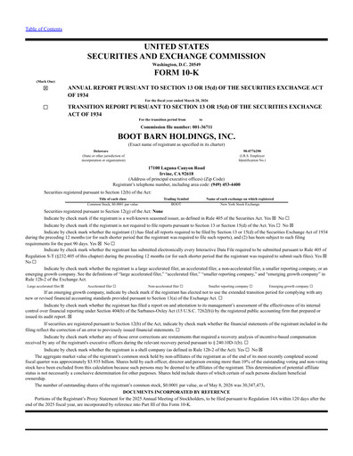 Thumbnail Boot Barn Holdings
 Annual Report 2026
