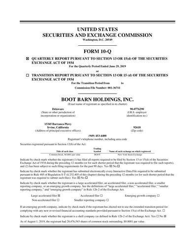 Vorschaubild Boot Barn Holdings
 Quartalsbericht 2020-q1