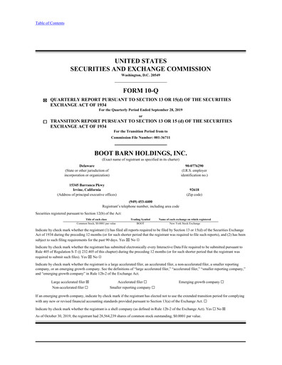 Vorschaubild Boot Barn Holdings
 Quartalsbericht 2020-q2