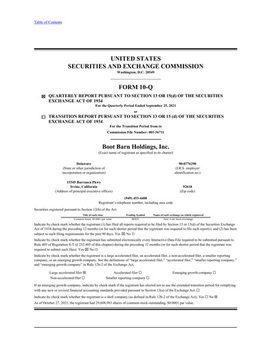 Vorschaubild Boot Barn Holdings
 Quartalsbericht 2022-q2