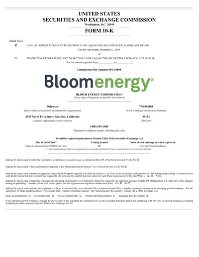 Thumbnail Bloom Energy
 Annual Report 2019