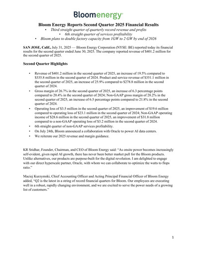 Thumbnail Bloom Energy
 Quarterly Report 2025-q2