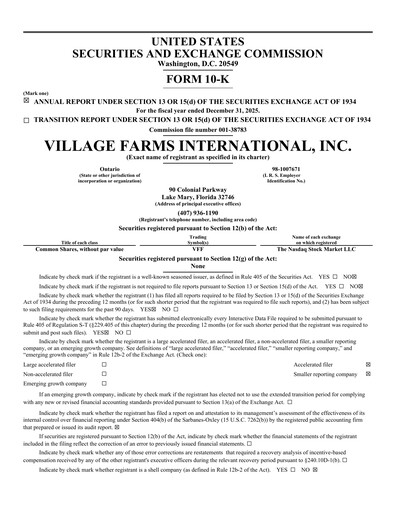 Thumbnail Village Farms International Annual Report 2025