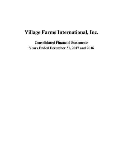 Vorschaubild Village Farms International Finanzmitteilung 2017