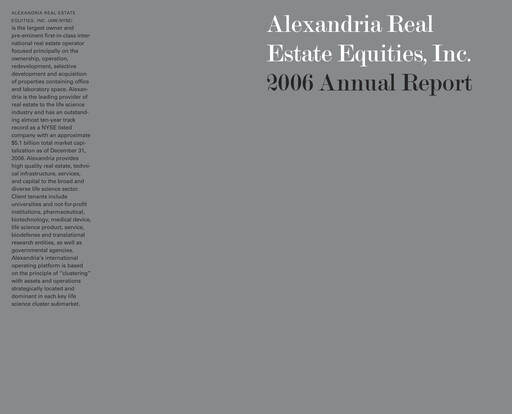 Thumbnail Alexandria Real Estate Equities
 Annual Report 2006