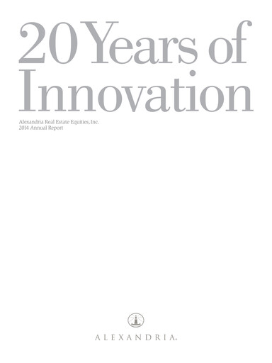 Thumbnail Alexandria Real Estate Equities
 Annual Report 2014