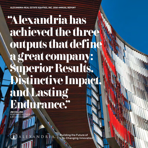 Thumbnail Alexandria Real Estate Equities
 Annual Report 2016