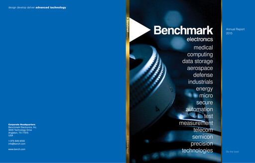 Thumbnail Benchmark Electronics
 Annual Report 2015
