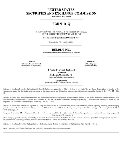 Thumbnail Belden Quarterly Report 2017-q3