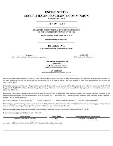 Thumbnail Belden Quarterly Report 2023-q2