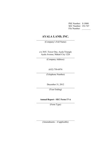 Thumbnail Ayala Land Annual Report 2012