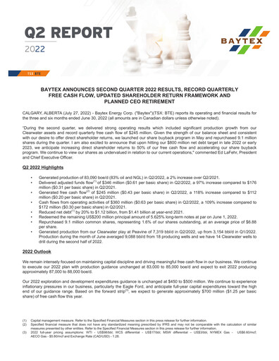 Thumbnail Baytex Energy
 Quarterly Report 2022-q2