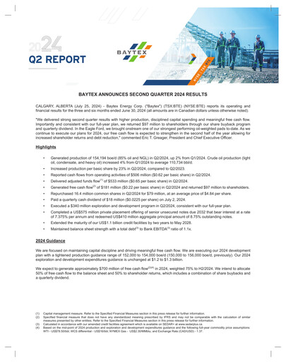 Thumbnail Baytex Energy
 Quarterly Report 2024-q2