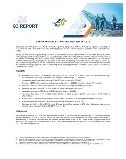 Thumbnail Baytex Energy
 Quarterly Report 2024-q3