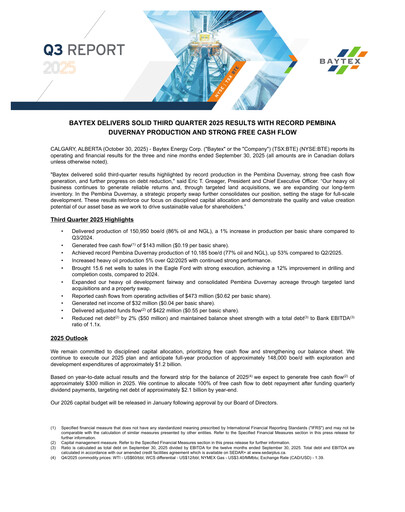 Thumbnail Baytex Energy
 Quarterly Report 2025-q3