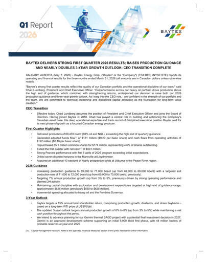 Thumbnail Baytex Energy
 Quarterly Report 2026-q1
