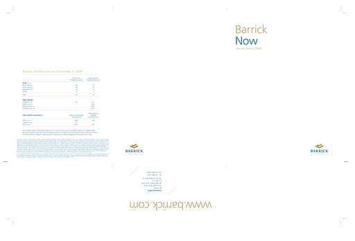Thumbnail Barrick Gold Annual Report 2006