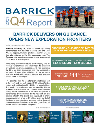 Thumbnail Barrick Gold Financial Statement 2021