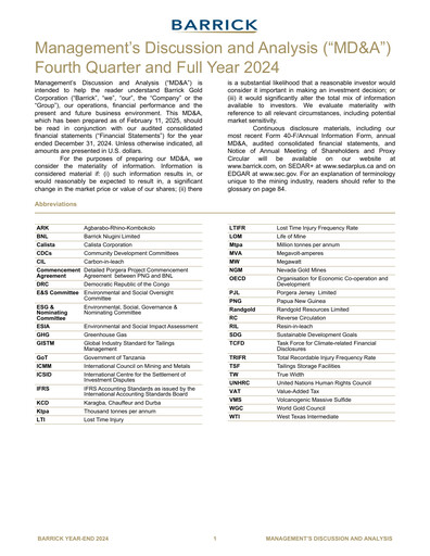 Thumbnail Barrick Gold Quarterly Report 2024-q4