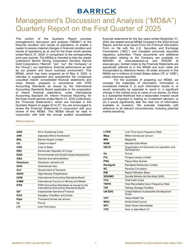 Thumbnail Barrick Gold Quarterly Report 2025-q1