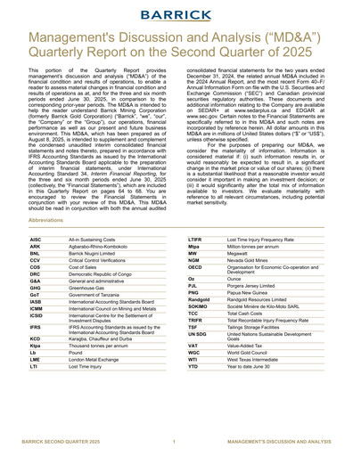 Thumbnail Barrick Gold Quarterly Report 2025-q2