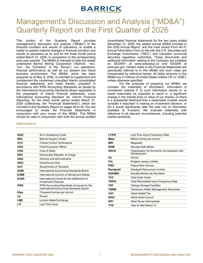 Thumbnail Barrick Gold Quarterly Report 2026-q1