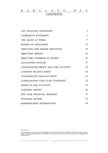 Thumbnail Barclays Annual Report 1991