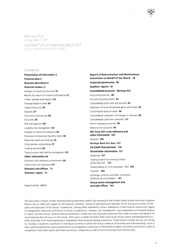 Thumbnail Barclays Annual Report 1997