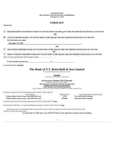 Thumbnail Bank of N. T. Butterfield & Son Annual Report 2024