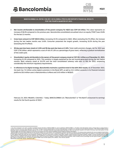 Thumbnail Grupo Cibest (Bancolombia) Financial Statement 2022