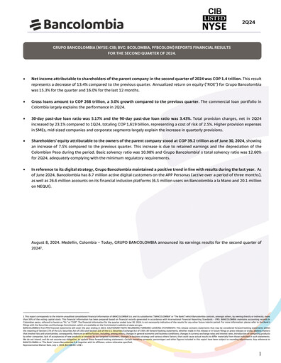 Thumbnail Grupo Cibest (Bancolombia) Financial Statement 2024-h1